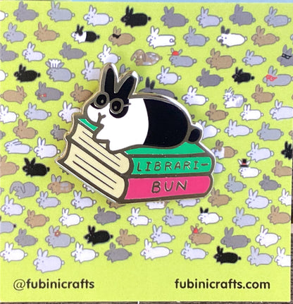 Libraribun Enamel Pin, Cute Librarian Pin