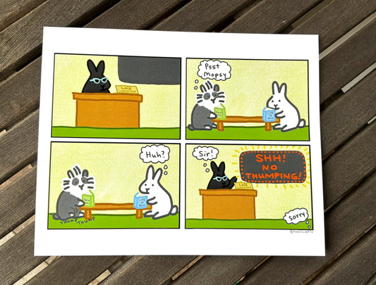 Libraribun Bunny Librarian Comic Art Print 8"x10"