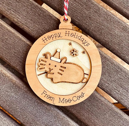 Personalized Wood Santa Bunny Ornament (Choose One)