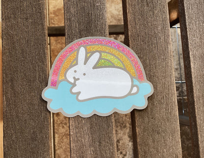 Rainbow Bunny Glitter Sticker