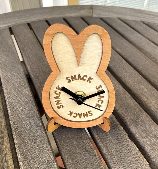 Small Desk Clock - Snack O Clock Bunny Clock with Stand