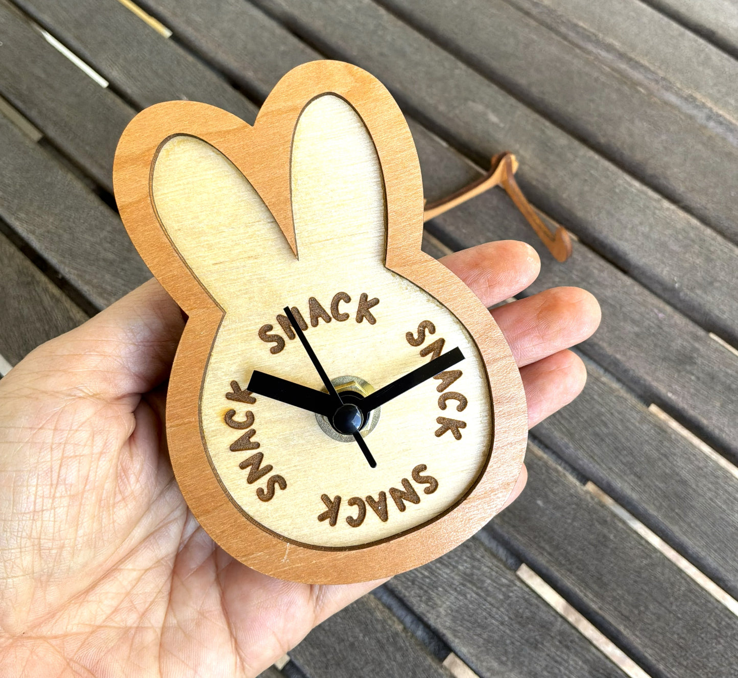 Small Desk Clock - Snack O Clock Bunny Clock with Stand