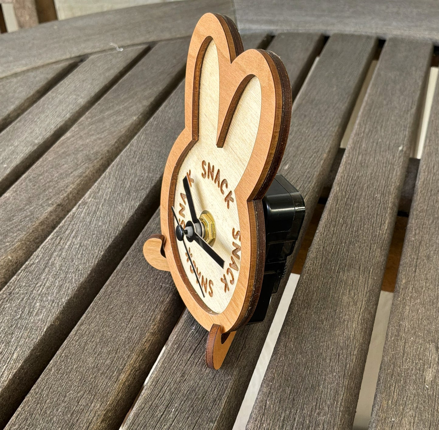 Small Desk Clock - Snack O Clock Bunny Clock with Stand