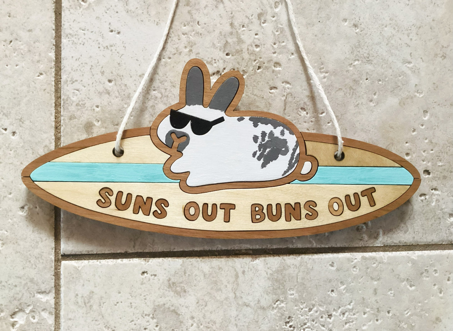 suns out buns out wood sign with custom painted bunny