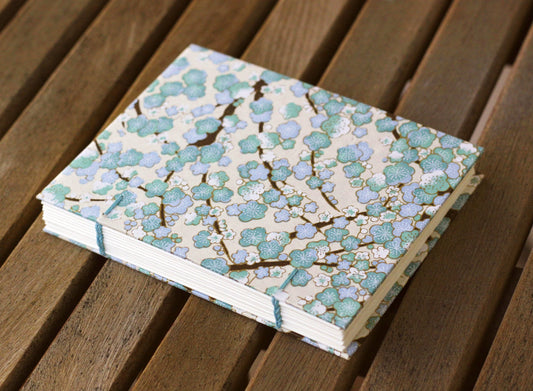 Teal Cherry Blossoms Handmade Journal