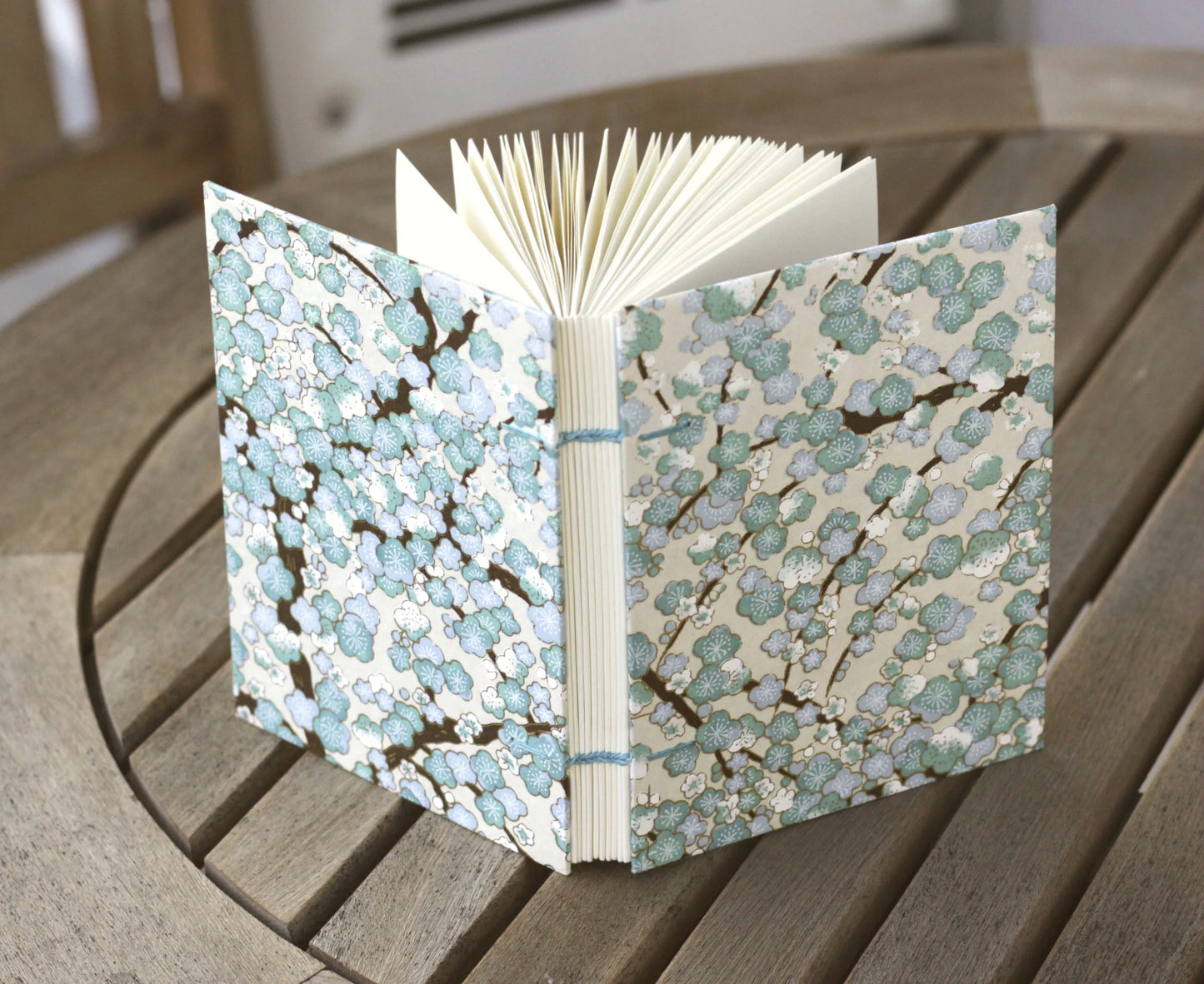 Teal Cherry Blossoms Handmade Journal