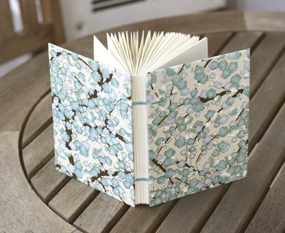 Teal Cherry Blossoms Handmade Journal