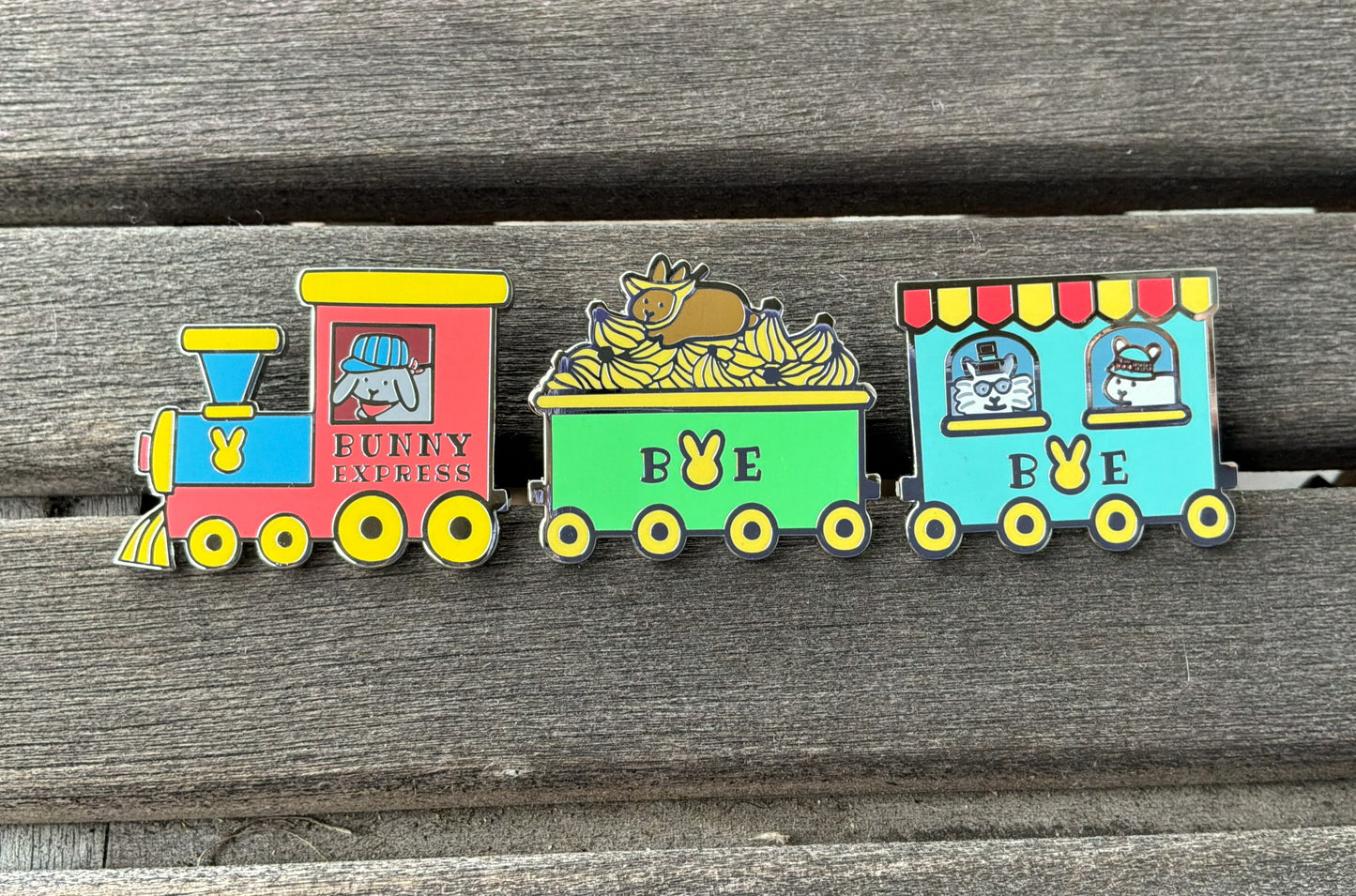Train Bunny Pins
