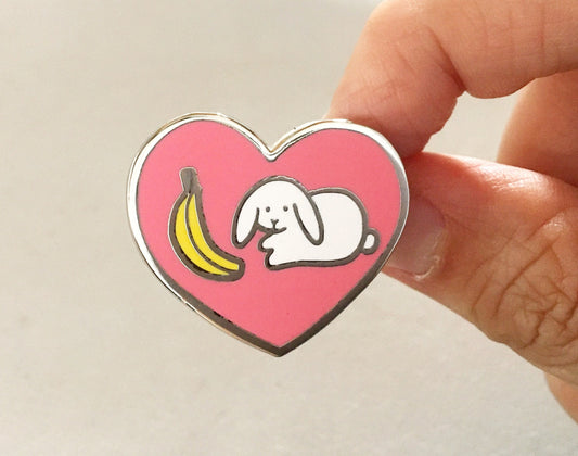 Bunny Loves Banana Heart Pin
