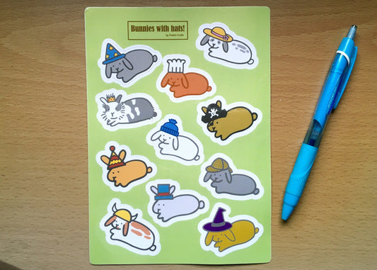 Bunnies with Hats Volume 1 Sticker Sheet