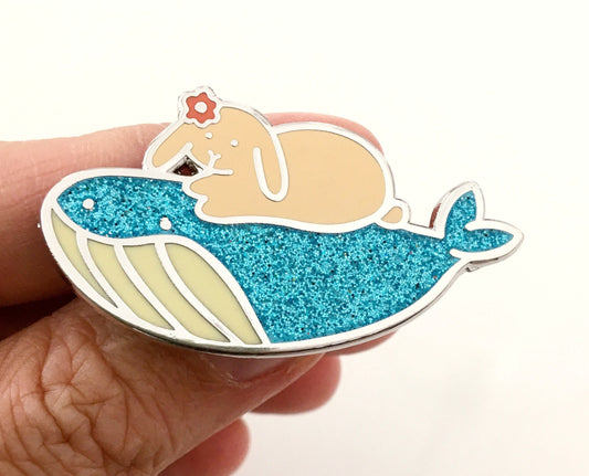 Bunny Whale Pin