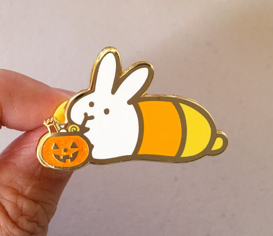 Candy Corn Bunny Halloween Pin