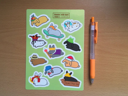 Bunnies with Hats Volume 2 Sticker Sheet