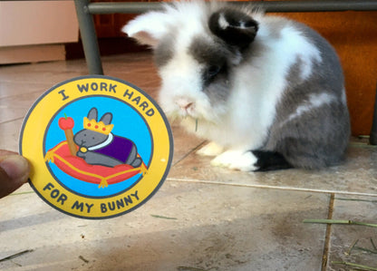 I Work Hard For My Bunny 3” Sticker