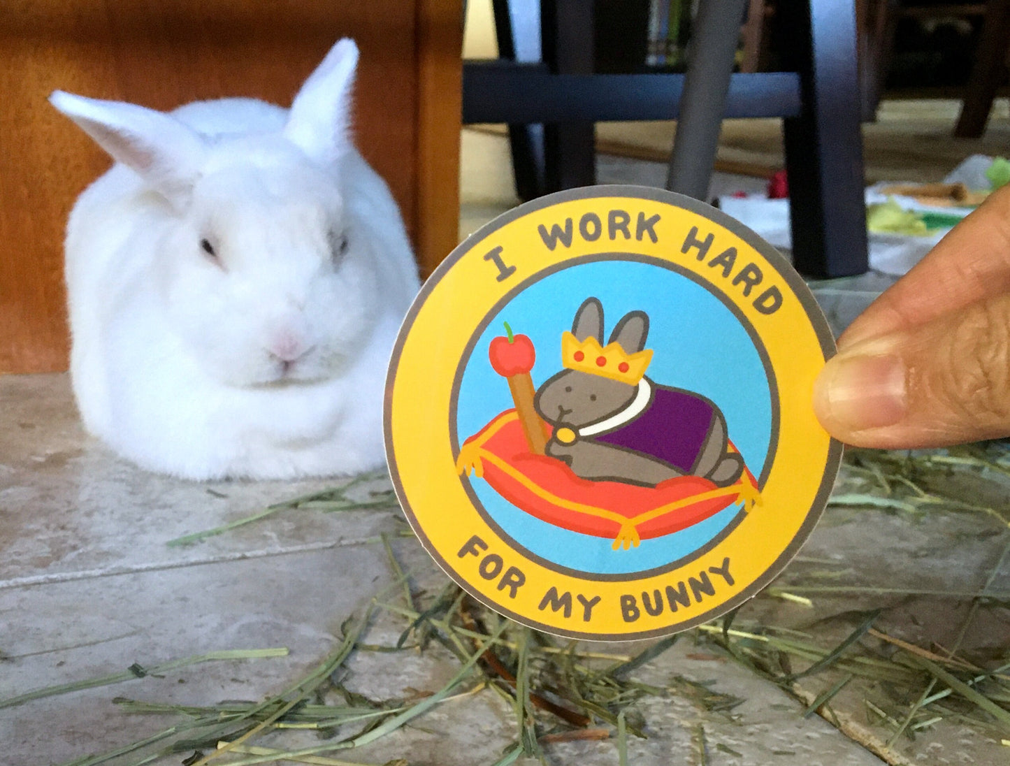 I Work Hard For My Bunny 3” Sticker