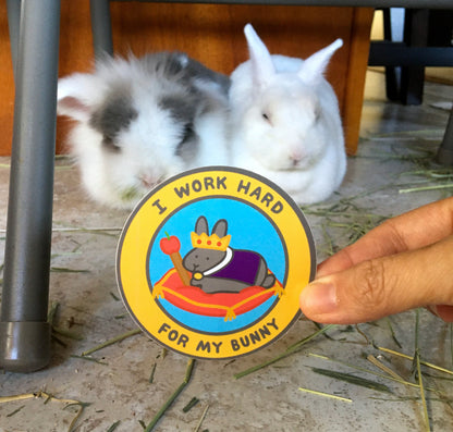 I Work Hard For My Bunny 3” Sticker